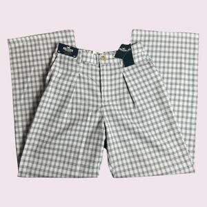 Hollister Ultra High Rise Plaid Blue Dad Pants Brand New